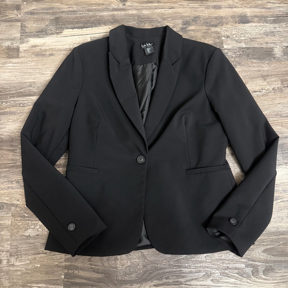 Nicole Miller Women’s Black One-Button Blazer Jacket Size L